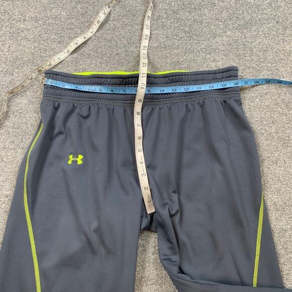 Under Armour Pants Womens M Medium Gray Lime Fleece Lined Semi Fitted Sweat - Picture 3 of 13